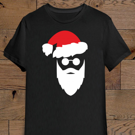 Tricou din bumbac Capul lui Moș Crăciun în ochelari